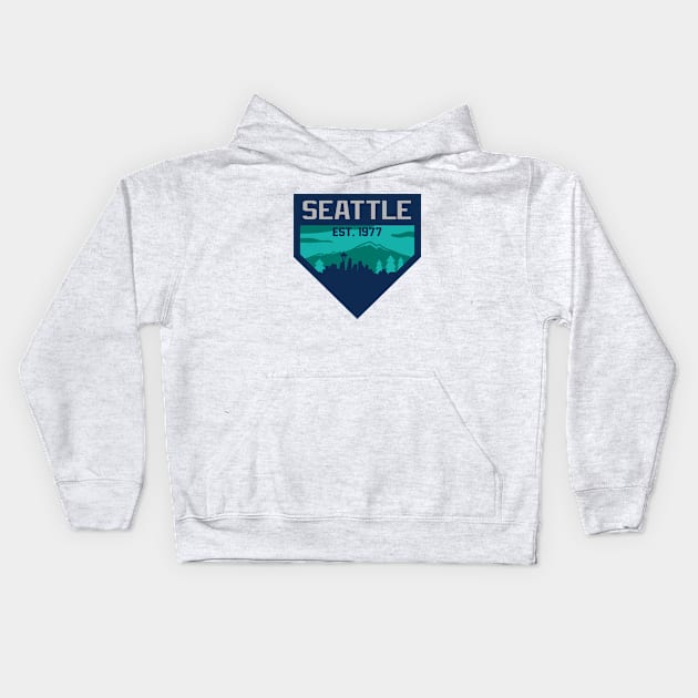 Seattle Home Plate Skyline Kids Hoodie by CasualGraphic